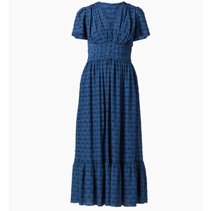Shoshanna Ferrera Swiss Dot Midi-Dress in indigo blue size 12 NWT. Wedding